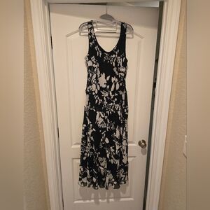 Nine West Navy Blue and White Floral Midi Dress